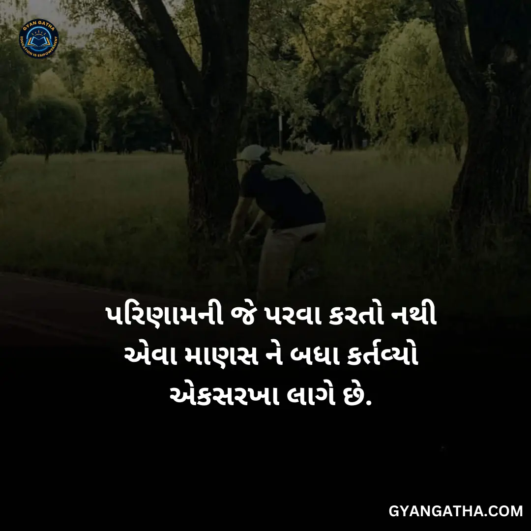પરિણામની જે પરવા કરતો નથી એવા માણસ ને બધા કર્તવ્યો એકસરખા લાગે છે