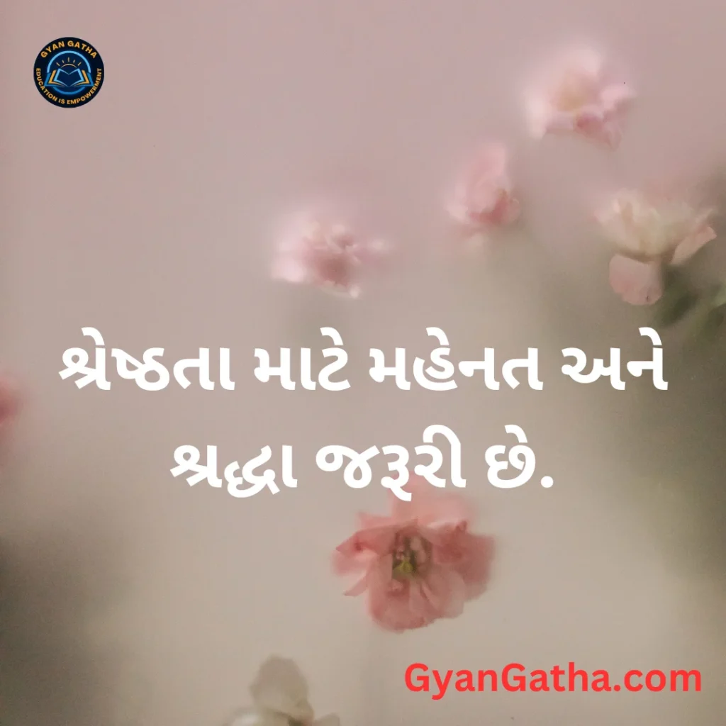 શ્રેષ્ઠતા માટે મહેનત અને શ્રદ્ધા જરૂરી છે.