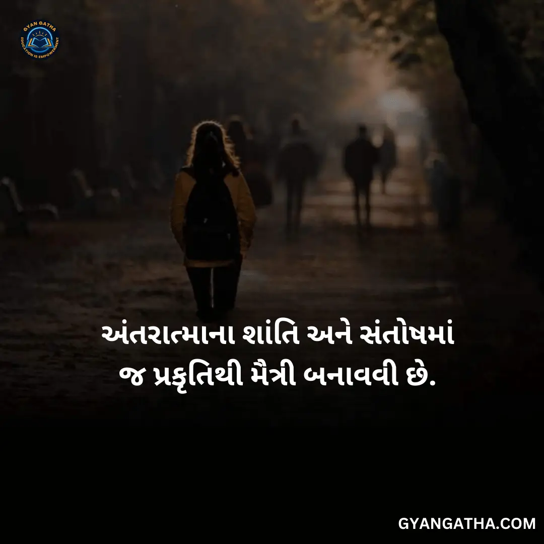 અંતરાત્માના શાંતિ અને સંતોષમાં જ પ્રકૃતિથી મૈત્રી બનાવવી છે