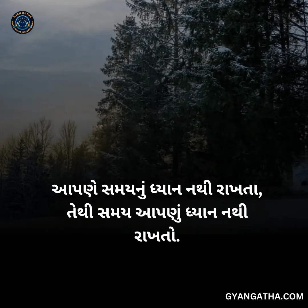 આપણે સમયનું ધ્યાન નથી રાખતા, તેથી સમય આપણું ધ્યાન નથી રાખતો