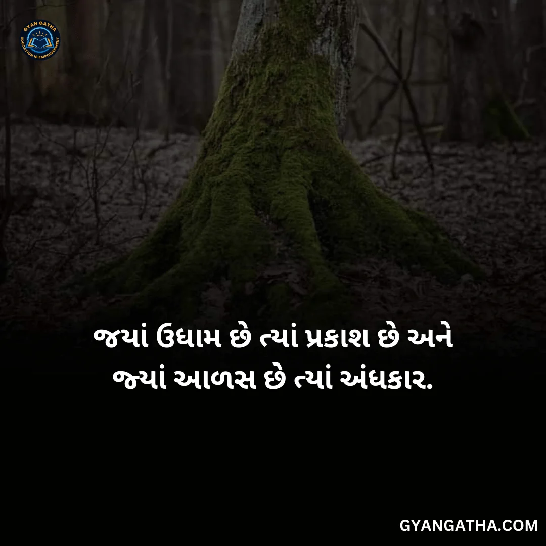 જયાં ઉધામ છે ત્યાં પ્રકાશ છે અને જ્યાં આળસ છે ત્યાં અંધકાર.